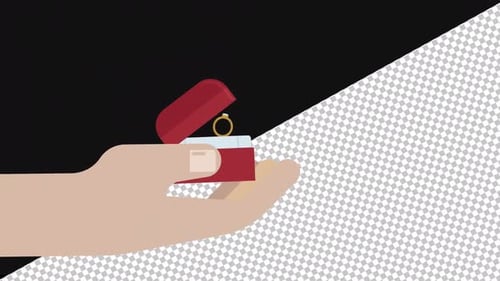 Cartoon-Ring als Geschenk in einer Hand | Alpha