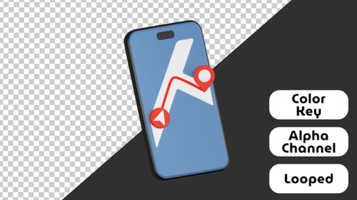 Animated Smartphone Navigation Map Route Pin Drop