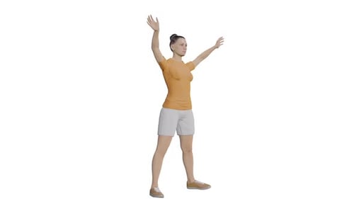 3D Animated Woman Performing Side Bends Exercise