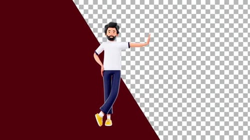 Modern 3D Animated Man Pointing Presentation Gesture