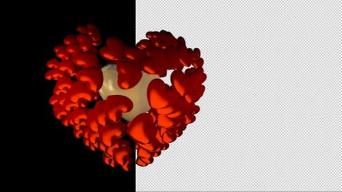 Animated 3D Red Hearts Forming a Love Shape