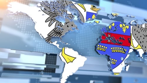 Flagge von St. Barthélemy in Form eines Übergangs zur Weltkarte