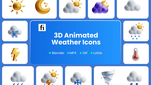 Modern 3D Animated Weather Icons Pack for Digital Projects