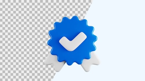 Animated 3D Verified Badge with Ribbons for Quality Approval