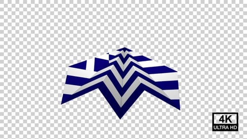 Folding Geometric Greek Flag Pattern Animation Loop