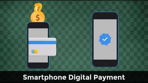 Mobile Payment Success with Credit Card and Coins Animation