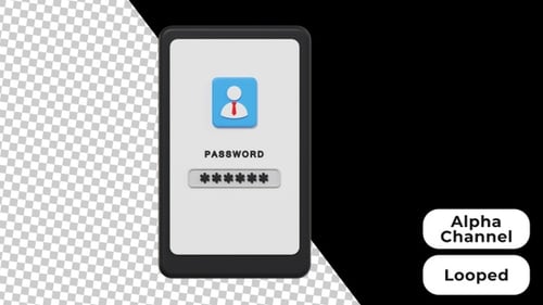 3D Animated Phone Password | Alpha Channel