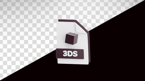Animation 3D de l'icône 3D du fichier 3DS. Concept de format de fichier