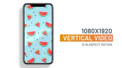Seamless watermelon icons pattern looping vertical animation