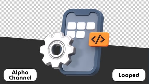 3D App Development Smartphone Icon Animation | Alpha Channel
