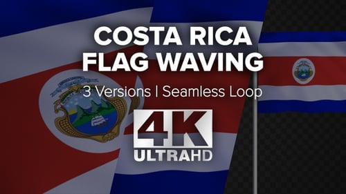 Seamless Looping Waving Costa Rica Flag Animation