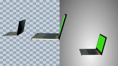 Realistic 3D Laptop Mockup green screen animation with Alpha