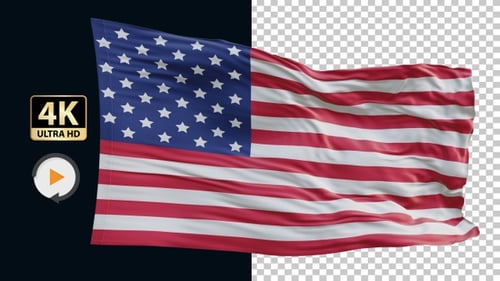 United States Flag 4K Loop Alpha