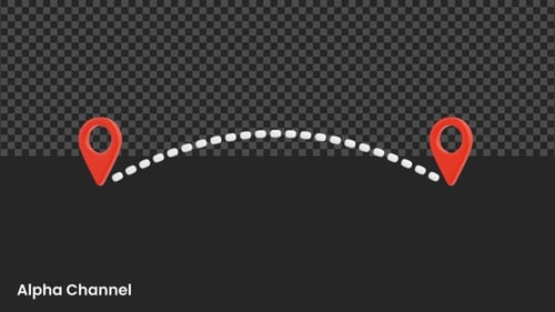 Map Pin Connection Path With Horizontal Dashed Line