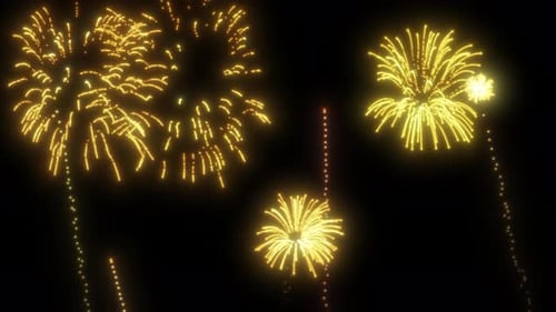 Golden Firework Explosions Overlay for Festive Celebrations