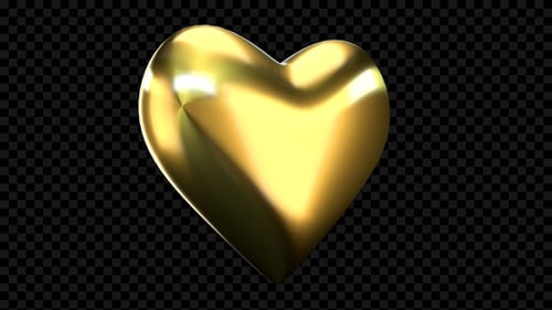 3D Shiny Gold Heart Rotating Animation