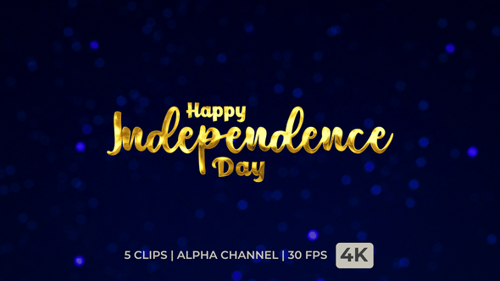 Animated Happy Independence Day Golden Calligraphy