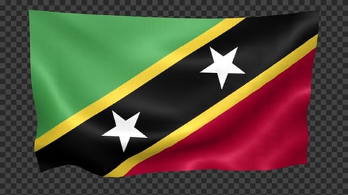 Realistic St. Kitts and Nevis Flag Waving Animation