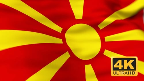 North Macedonia National Flag Waving Animation