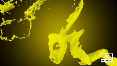 Dynamic Yellow Fluid Paint Splashes Transition
