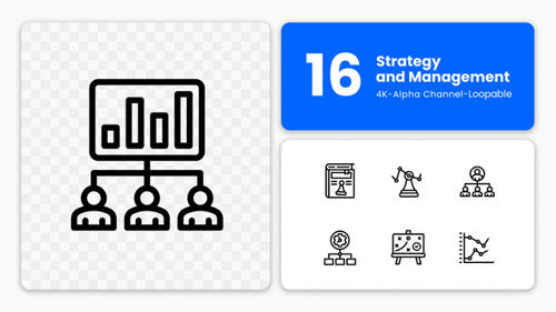 Animated Strategy and Management Line Icons Pack