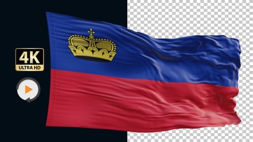 3D Realistic Waving Flag of Liechtenstein