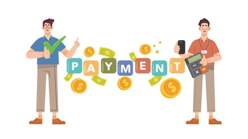 Animated Payment Concept with Flat Design Elements