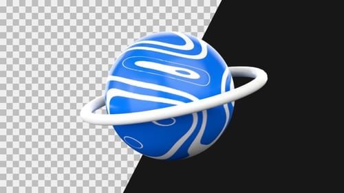 Animated Abstract Planet with Fluid Blue and White Patterns