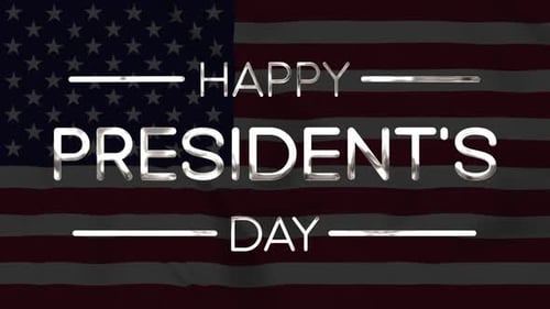 Happy President's Day Metallic Text Animation with US Flag