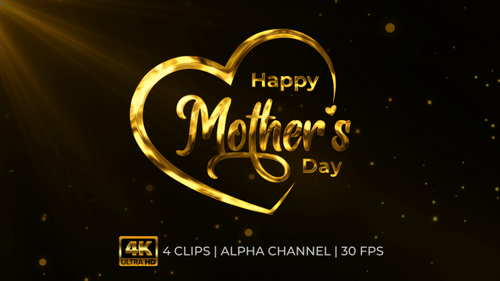 Elegant Animated Mother's Day Metallic Text Heart