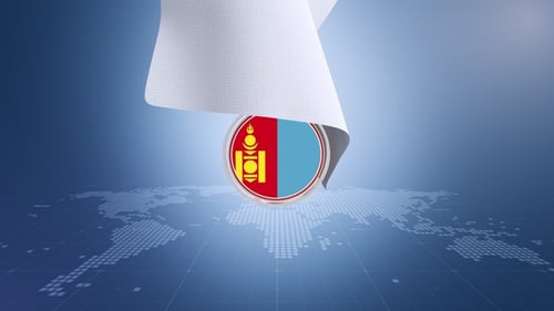 Cloth Reveal for Round Emblem on World Map Background