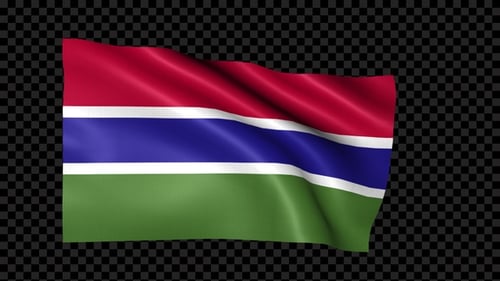 Animated Waving Flag of The Gambia with Alpha Channel