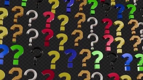 Colorful Animated 3D Question Marks Background Loop