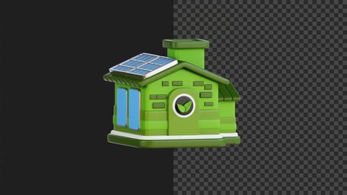 Eco-Friendly House Animation with Solar Panels