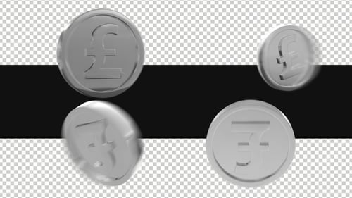 Pack Of Moving Silver Pound Coins On Alpha Loop