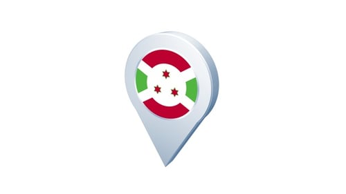 Rotating 3D Location Pin with Burundi Flag Animation