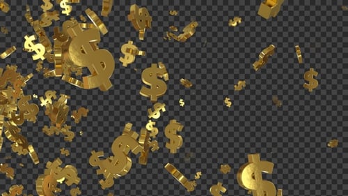 Falling Dollar Symbol Golden Seamless Loop V4
