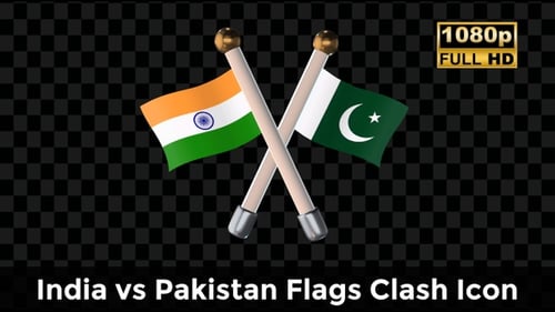 India vs Pakistan Flags Clash Icon – War Conflict Animation