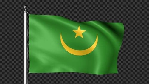 Mauritania National Flag Waving Seamless Loop