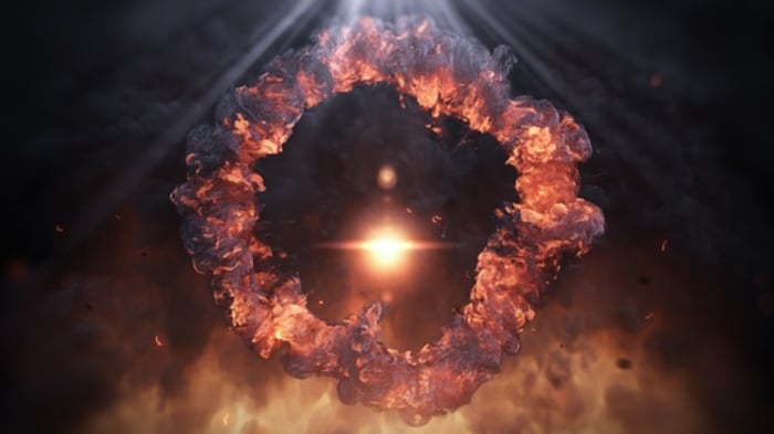 Cinematic Intro - Explosion with Flames and Smoke on a Dark Background ...