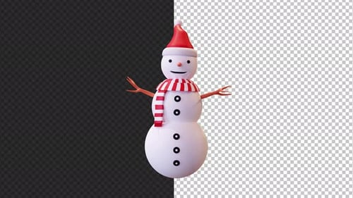 Animated 3D Snowman Smiling and Waving for Christmas Holidays