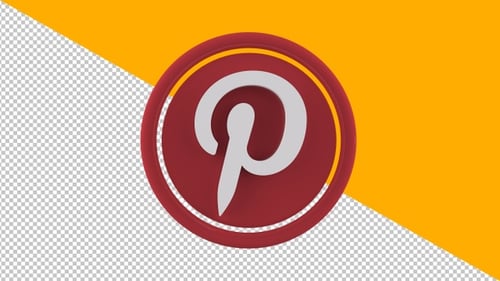 3D Rotating Pinterest Logo Icon Animation