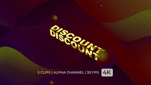 Rotating 3D Gold Discount Text Title