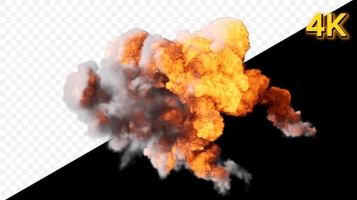 Realistic Fire Explosion Animation With Billowing Smoke Clouds