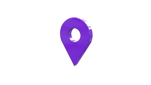 3D Map Location Pin Purple