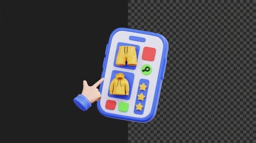 3D Mobile Online Shop Animation Transparent Background