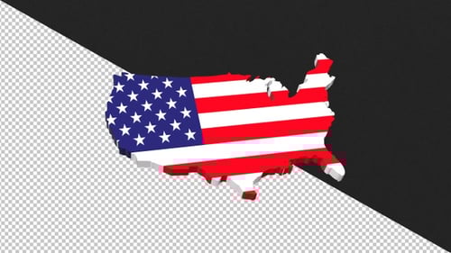 Animated 3D United States Map with American Flag Design