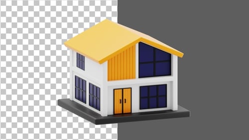 3D Minimalist Modern House Building | Alpha Channel