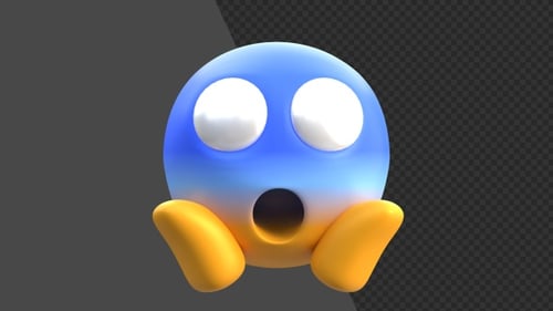 3D Expression Scream Blue Face Emoji | Alpha Channel