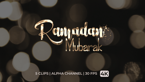 Golden Metallic Ramadan Mubarak Elegant Text Reveal Animation